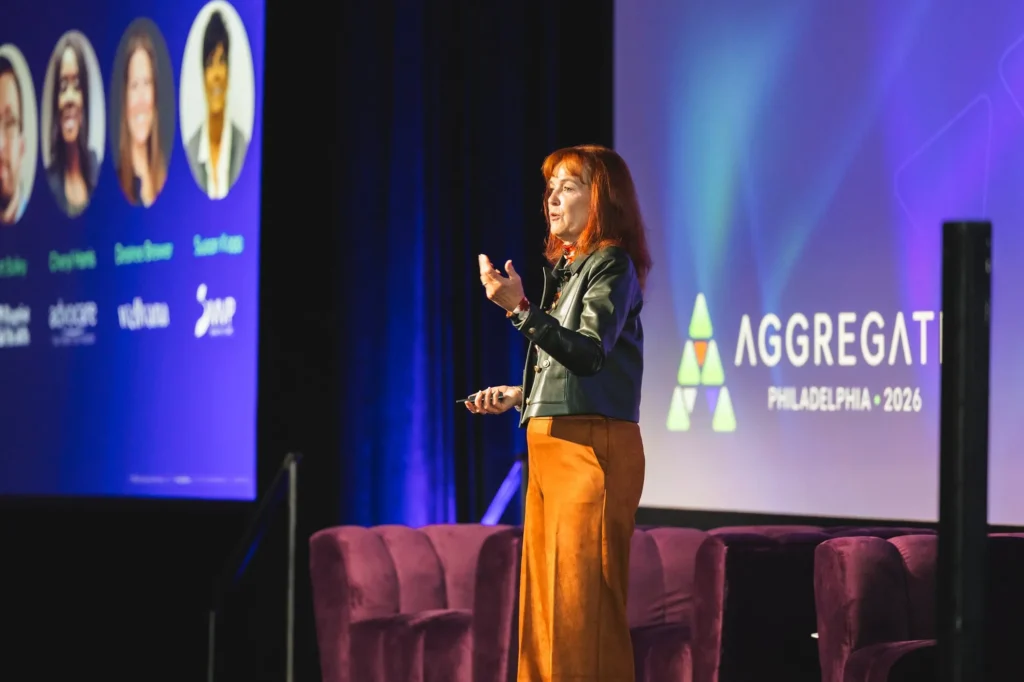 aggregate-2026-philadelphia-presenter-on-stage-with-speaker-slide